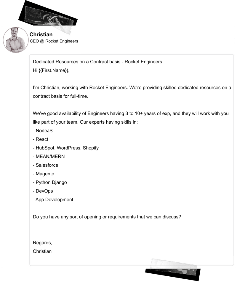 His 1st Linkedln message: